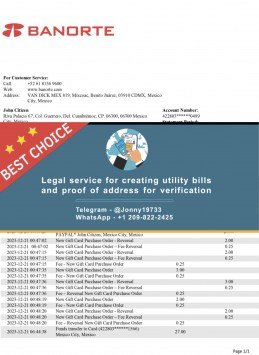 Mexico Banorte  Fake Utility bill